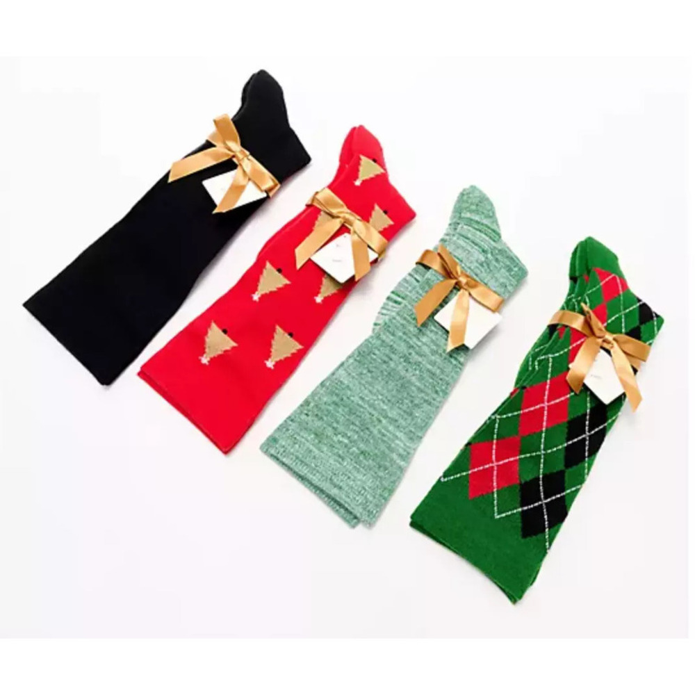 Tommie Copper 4 Pack Holiday OTC Compression Socks- Christmas Tree Medium